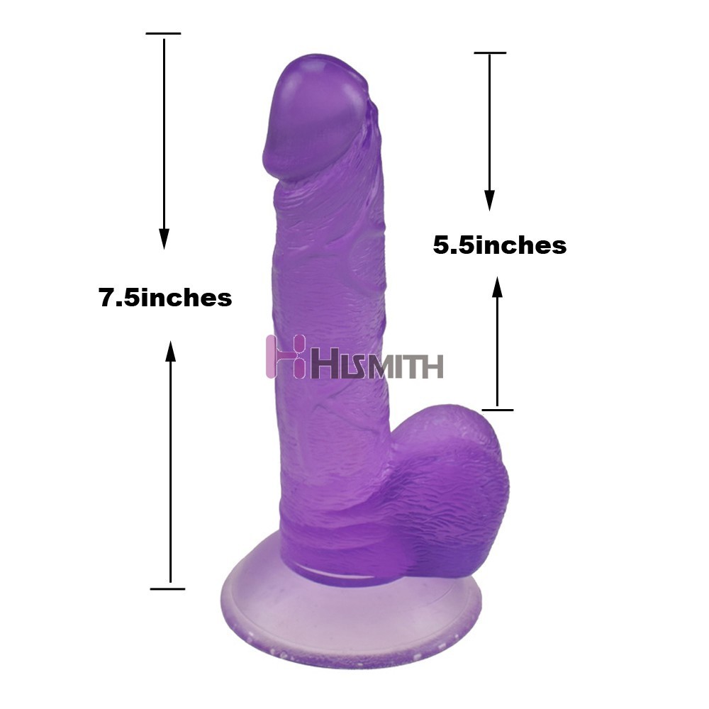 7,5-Zoll-Gelee Realistischer Dildo Sex-Spielzeug mit einem Fuß mit kräftigem Saugnapf - Purple Bild Bild