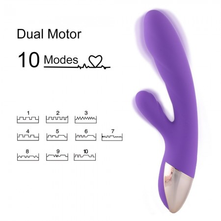 Hismith Rabbit Vibrator, Dual Motor Vibrating Silicone Waterproof, G-Spot Vagina and Clitoris Stimulation Massager