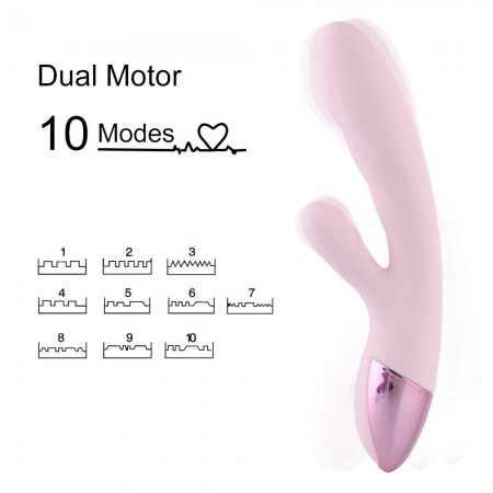 Hismith Rabbit Vibrator, Dual Motor Vibrating Silicone Waterproof, G-Spot Vagina and Clitoris Stimulation Massager