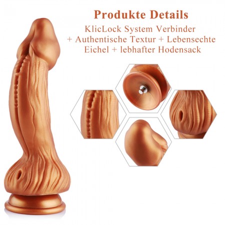 Hismith 9.45 "Silikondildo med KlicLok-system for Hismith Premium sexmaskin, 6,7" innsatsbar lengde, omkrets7,67 "diameter 2,36"