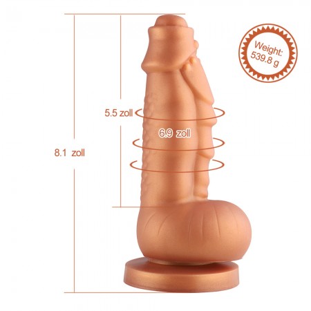 Hismith 8.1 "Squamule silikondildo med KlicLok-system til Hismith Premium sexmaskine, 5,9" Indsatningsbar længde, Omkrets 6,9 "D