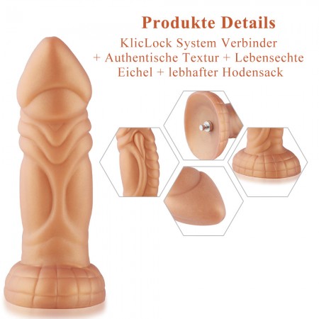  Hismith 8,25" leicht gekrümmter Silikon-Dildo mit KlicLok-System für Hismith Premium-Sexmaschine, 7" Länge zum Einführen, Umfan