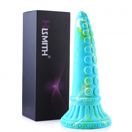 Hismith 25,7 cm Monster-dildo (blæksprutte, grøn) med sugekop til Hismith Premium Sex Machine