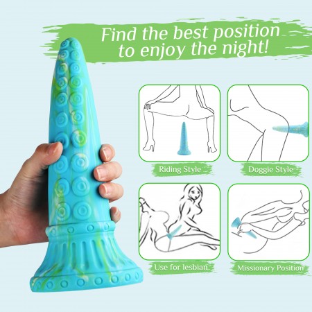 Hismith 25,7 cm Monster dildo (polpo, verde) con ventosa per Hismith Premium Sex Machine