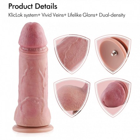 Hismith 10,23" Dildo ultra realistico a doppia densità con venature, lunghezza inseribile 8,46