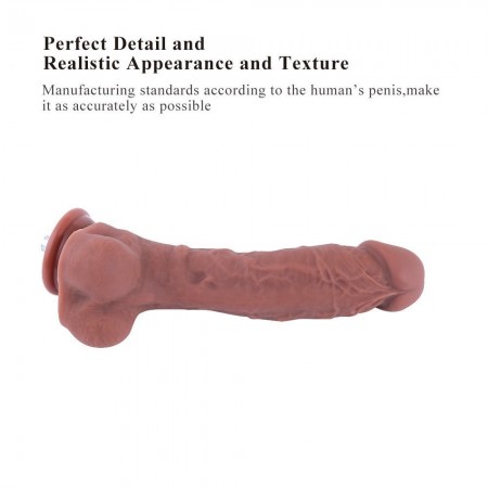 9,1" silikonové dildo pro Hismith Sex Machine s konektorem KlicLok, 7,5" vkládací délka. Káva