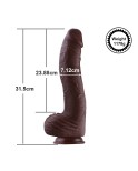 31 cm Hismith PVC dildo, 25 cm Indsættelig 7.1 cm diameter KlicLok-stik, kaffe