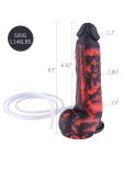 Hismith 8.3" silicone dildo, 6.35" Insertable length with KlicLok squirting dildo, M size Black & red